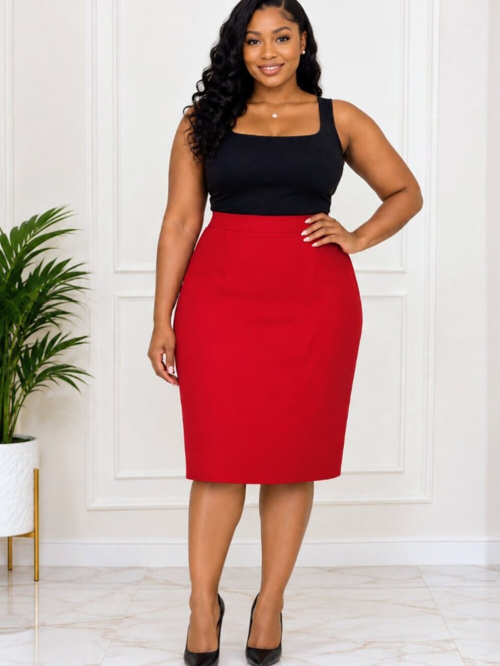 Liz Claiborne Classic Elegant Women's Red Pencil Skirt Size 18W Knee Length